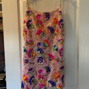 Colorful Sequin Floral Dress
